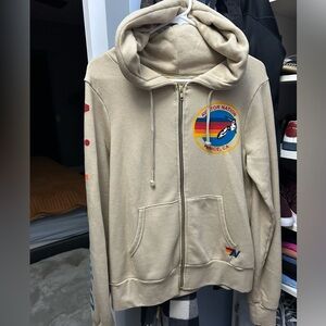 Aviator Nation gold zip up hoodie size Small in Trench color!